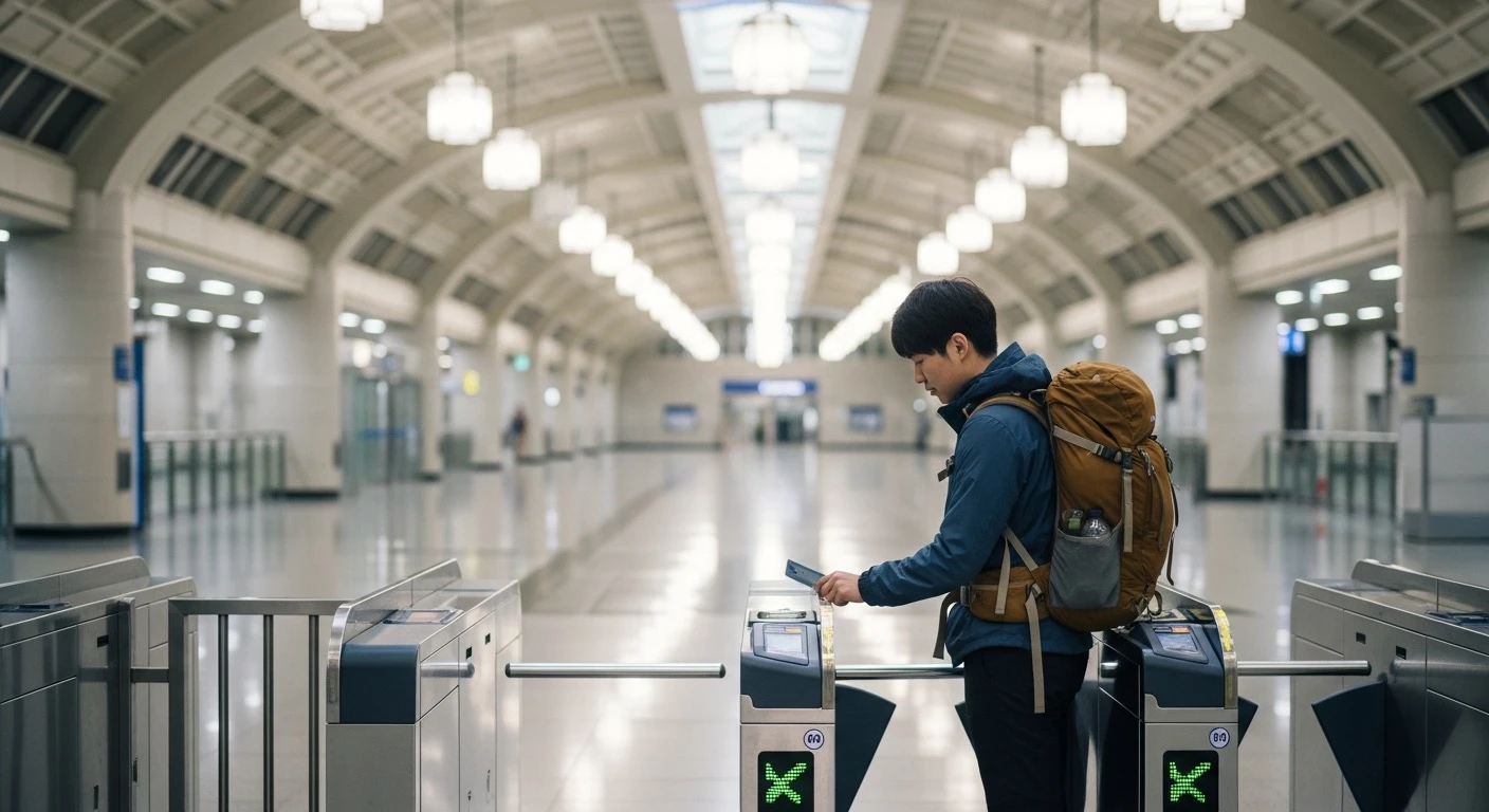 Modern self-service ticket vending machine at a Korean train station