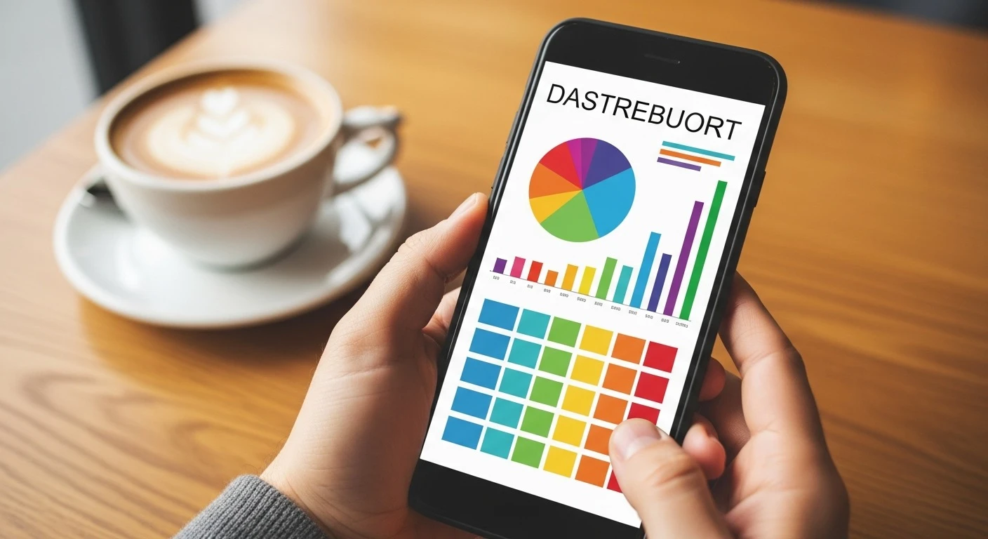 Hands holding a smartphone with a mobile banking app in a Korean cafe
